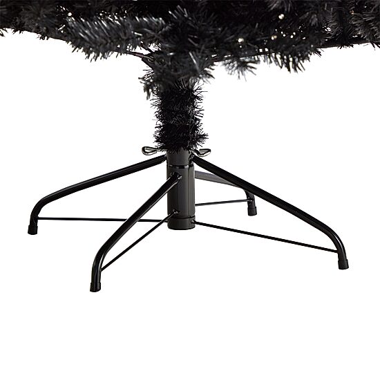 Nearly Natural Black Faux 7 Foot Pre-Lit Christmas Tree
