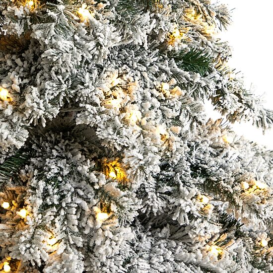 Nearly Natural Flocked Faux 7 Foot Pre-Lit Fir Christmas Tree