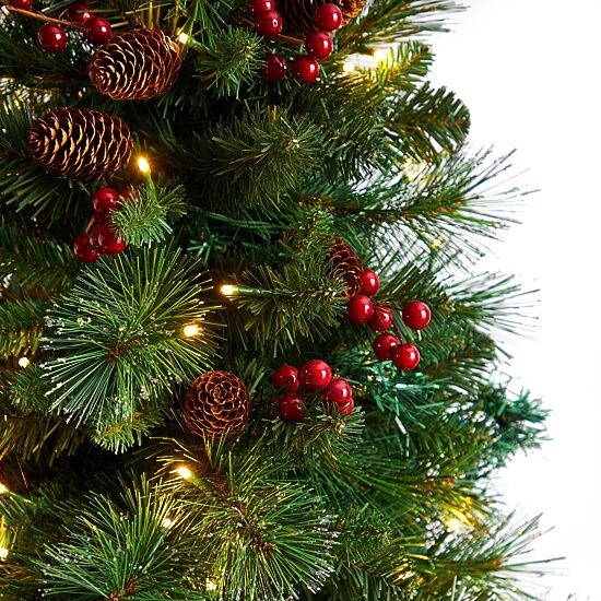 Nearly Natural Flat Back Faux 5 Foot Pre-Lit Pine Christmas Tree