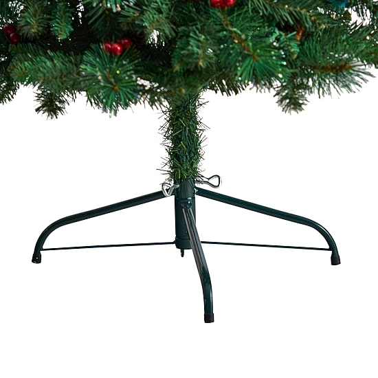 Nearly Natural Flat Back Faux 5 Foot Pre-Lit Pine Christmas Tree