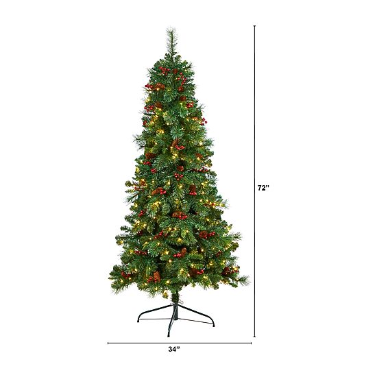 Nearly Natural Flat Back Faux 6 Foot Pre-Lit Pine Christmas Tree
