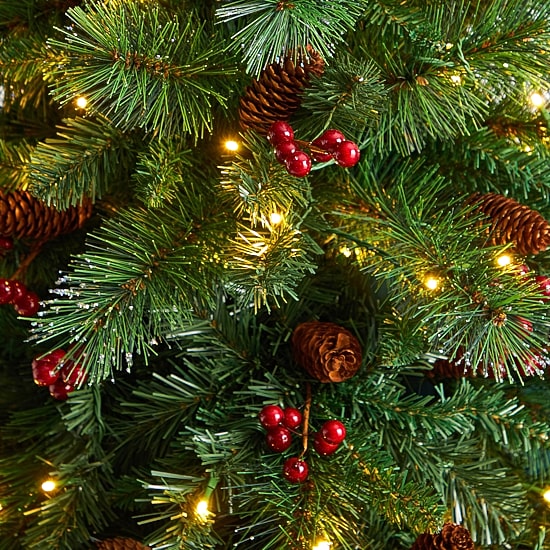 Nearly Natural Flat Back Faux 6 Foot Pre-Lit Pine Christmas Tree