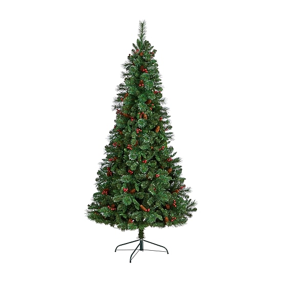 Nearly Natural Flat Back Faux 7 Foot Pre-Lit Pine Christmas Tree