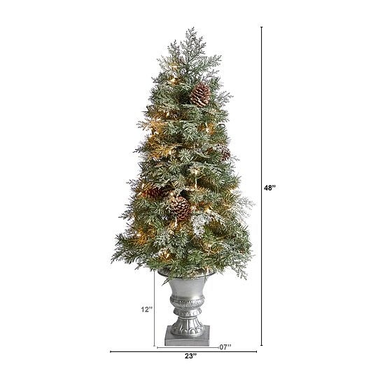 Nearly Natural Faux 4 Foot Pre-Lit Pine Christmas Tree
