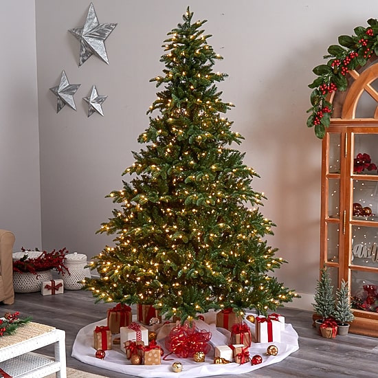 Nearly Natural Faux 8 Foot Pre-Lit Spruce Christmas Tree