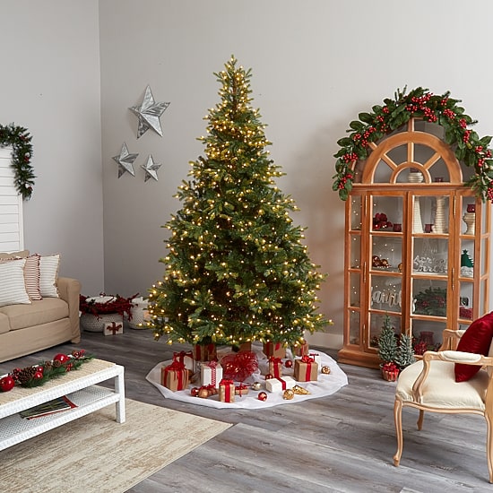 Nearly Natural Faux 9 Foot Pre-Lit Spruce Christmas Tree