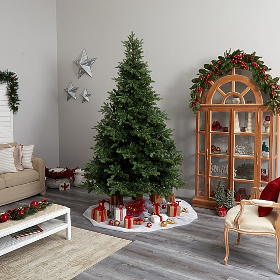 Nearly Natural Faux 9 Foot Pre-Lit Spruce Christmas Tree