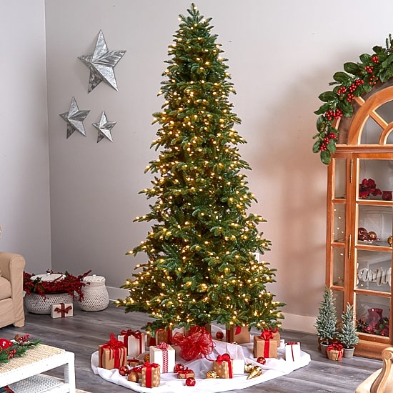 Nearly Natural Faux 9 Foot Pre-Lit Fir Christmas Tree