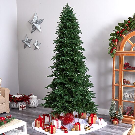 Nearly Natural Faux 9 Foot Pre-Lit Fir Christmas Tree