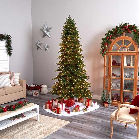 Nearly Natural Faux 9 Foot Pre-Lit Fir Christmas Tree