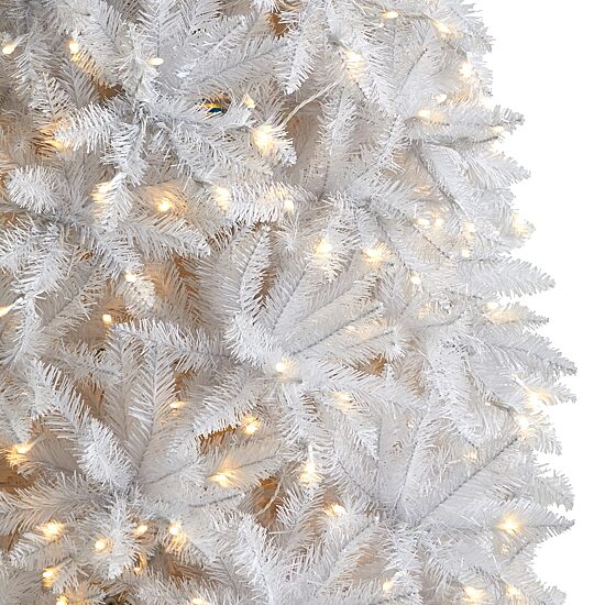 Nearly Natural Slim White Faux 12 Foot Pre-Lit Christmas Tree