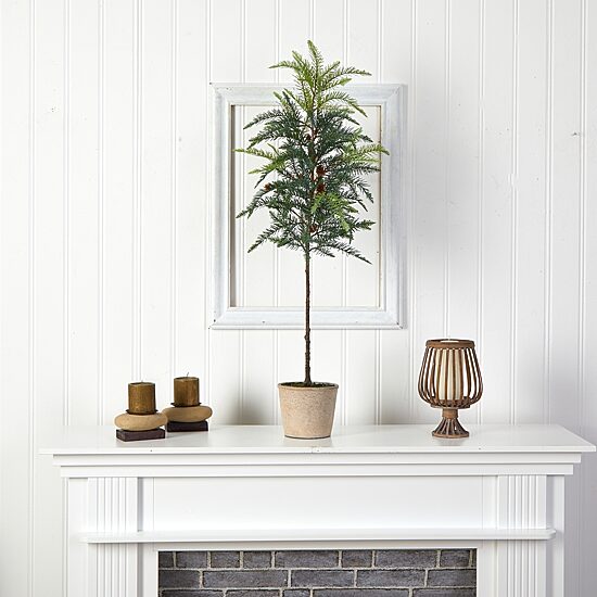 Nearly Natural Winnipeg Faux In Planter 3 1/2 Foot Pine Christmas Tree