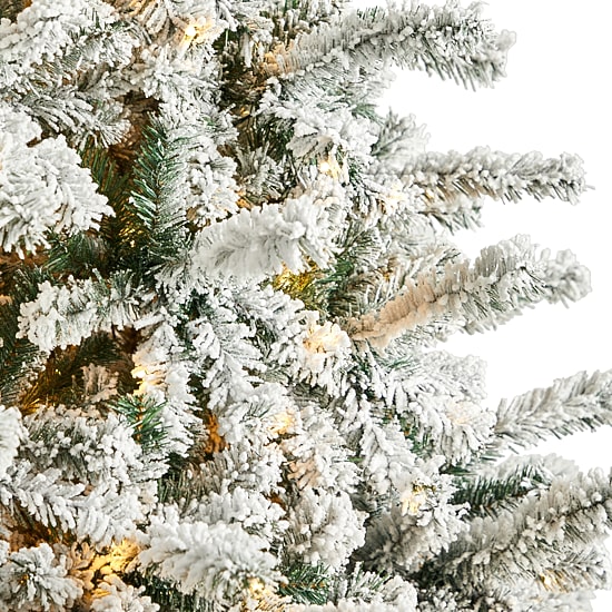Nearly Natural Flocked 9 Foot Pre-Lit Spruce Christmas Tree