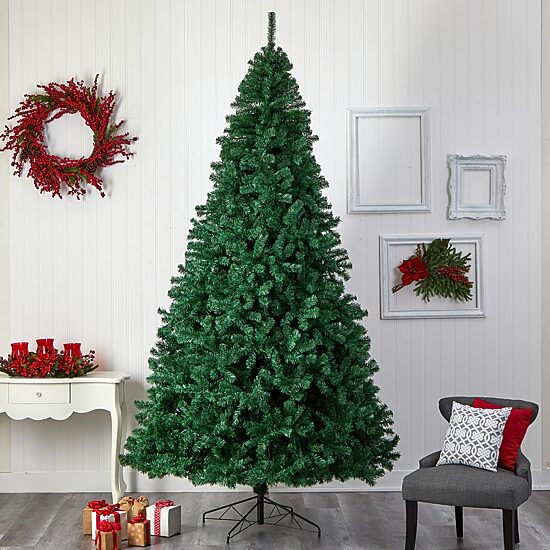 Nearly Natural Faux 10 Foot Pre-Lit Christmas Tree