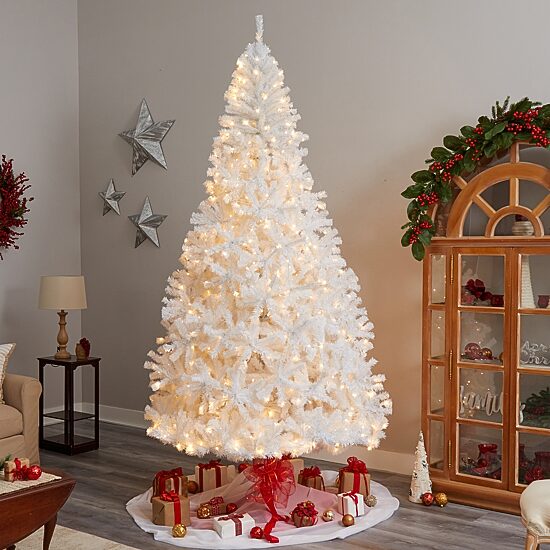 Nearly Natural White Faux 9 Foot Pre-Lit Christmas Tree