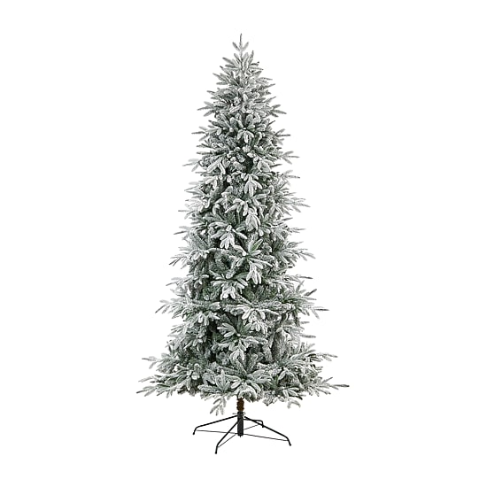 Nearly Natural Flocked Faux 8 1/2 Foot Pre-Lit Spruce Christmas Tree