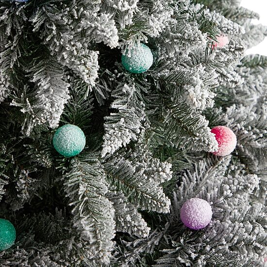 Nearly Natural Flocked Faux 8 1/2 Foot Pre-Lit Fir Christmas Tree