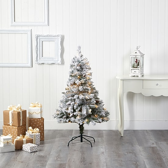 Nearly Natural Faux 4 Foot Pre-Lit Pine Christmas Tree