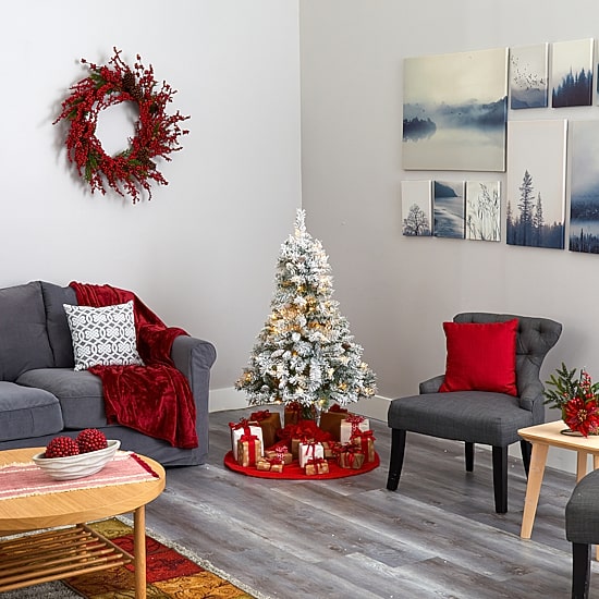 Nearly Natural Faux 4 Foot Pre-Lit Pine Christmas Tree