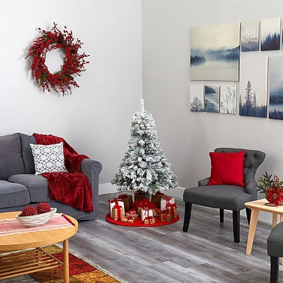 Nearly Natural Faux 4 Foot Pre-Lit Pine Christmas Tree