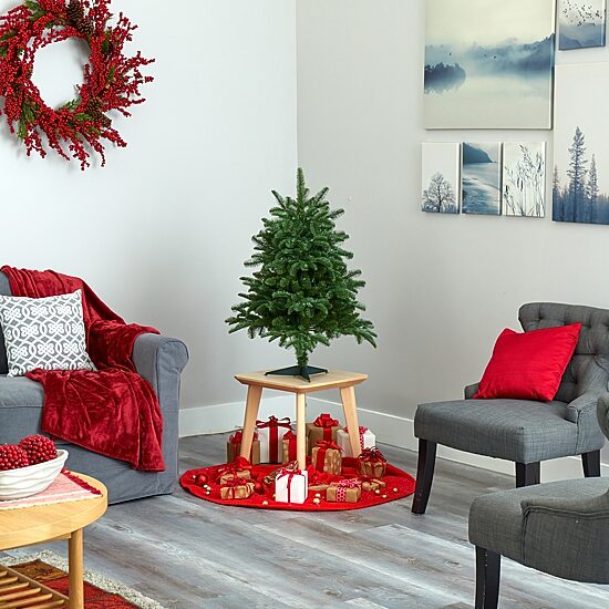 Nearly Natural Faux 3 Foot Pre-Lit Spruce Christmas Tree