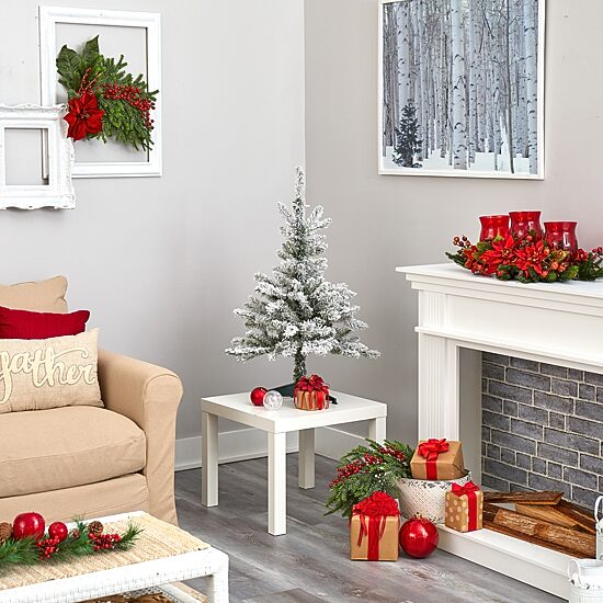 Nearly Natural Faux 3 Foot Pre-Lit Spruce Christmas Tree
