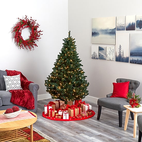 Nearly Natural Faux 6 Foot Pre-Lit Spruce Christmas Tree