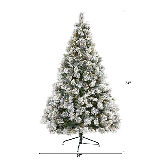 Nearly Natural Faux 7 Foot Pre-Lit Pine Christmas Tree