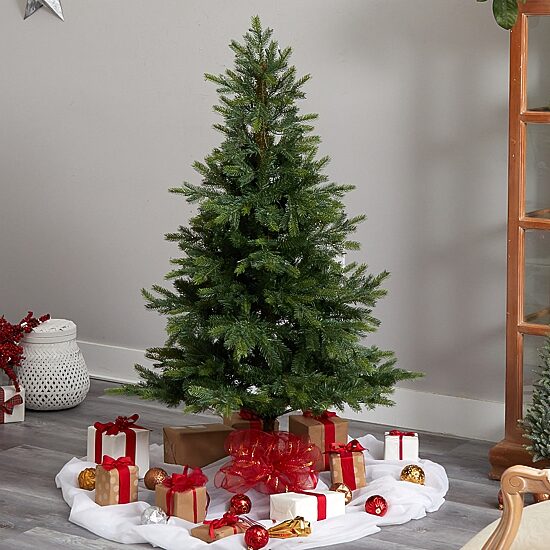 Nearly Natural Faux 5 Foot Pre-Lit Spruce Christmas Tree