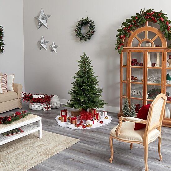 Nearly Natural Faux 5 Foot Pre-Lit Spruce Christmas Tree