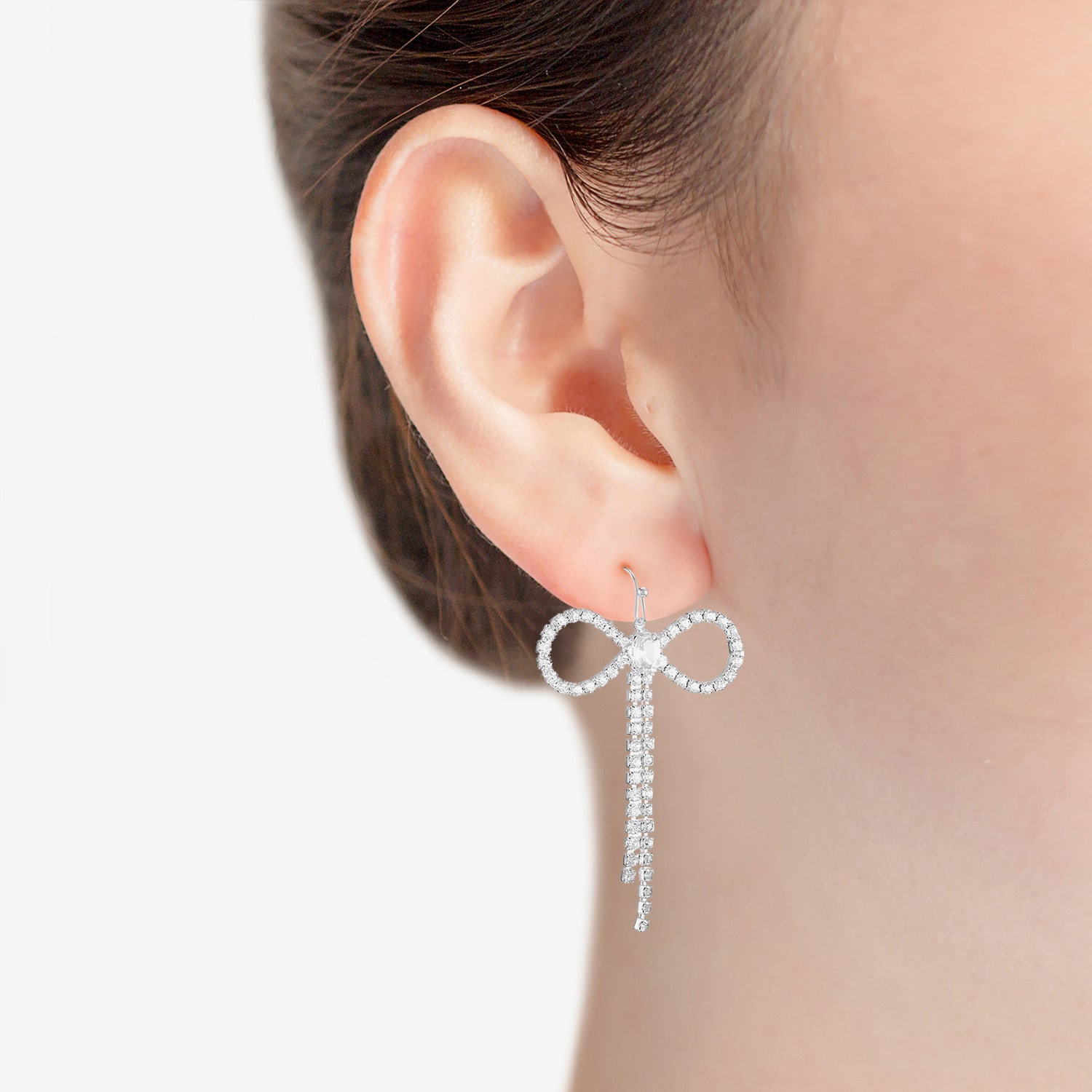 Bijoux Bar Silver Tone Womens Glass Bow Drop Earrings