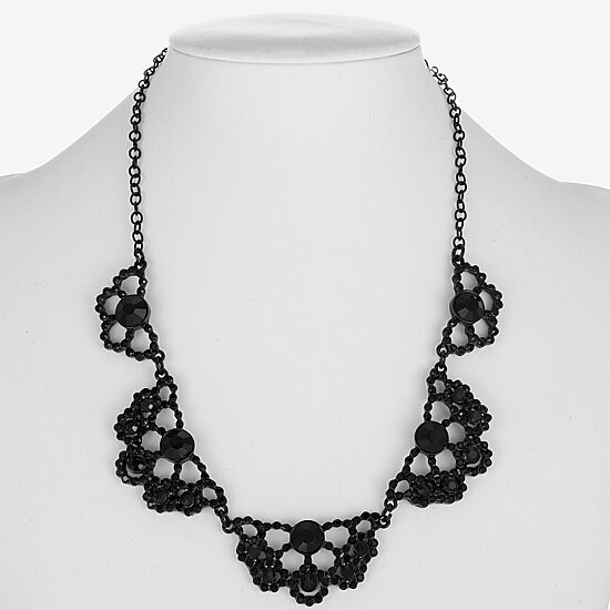 Mixit Womens Black 17 Inch Collar Necklace