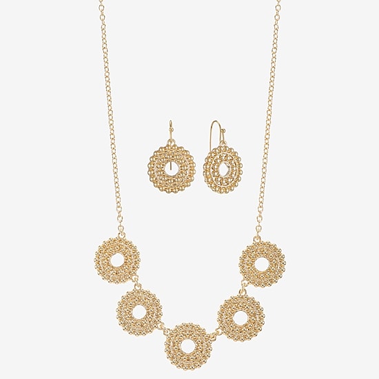 Liz Claiborne Collar Necklace And Drop Earring Womens Round 2-pc. Jewelry Set