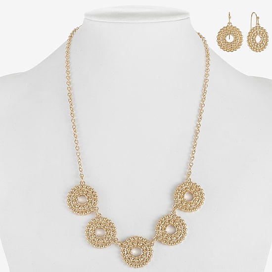 Liz Claiborne Collar Necklace And Drop Earring Womens Round 2-pc. Jewelry Set