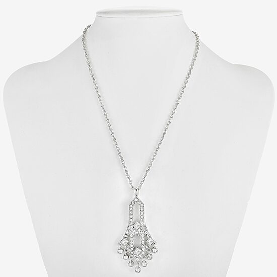 Monet Jewelry Timeless Silver Tone Womens Glass 17 Inch Pendant Necklace