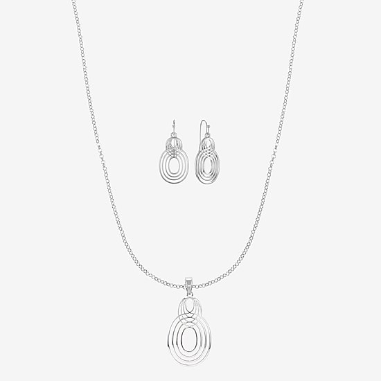 Liz Claiborne Open Work Pendant Necklace And Drop Earring Womens 2-pc. Jewelry Set