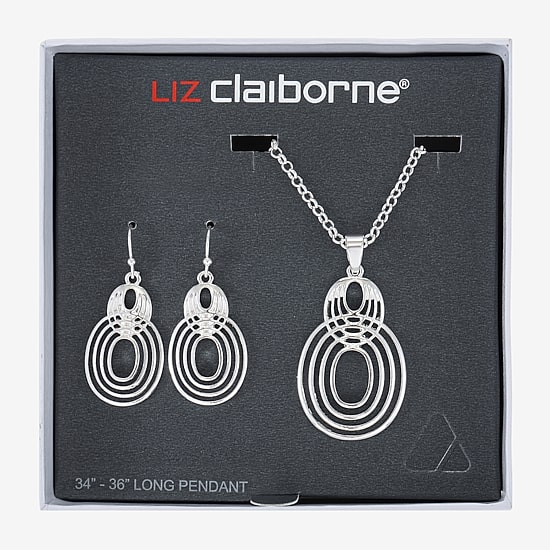 Liz Claiborne Open Work Pendant Necklace And Drop Earring Womens 2-pc. Jewelry Set
