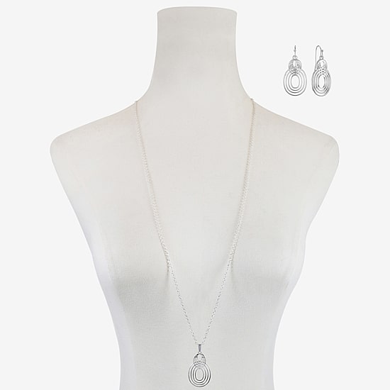 Liz Claiborne Open Work Pendant Necklace And Drop Earring Womens 2-pc. Jewelry Set