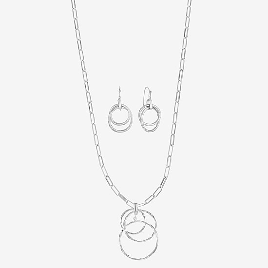 Liz Claiborne Pendant Necklace And Drop Earring Womens Round 2-pc. Jewelry Set
