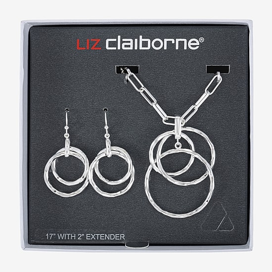 Liz Claiborne Pendant Necklace And Drop Earring Womens Round 2-pc. Jewelry Set