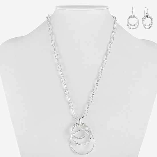 Liz Claiborne Pendant Necklace And Drop Earring Womens Round 2-pc. Jewelry Set