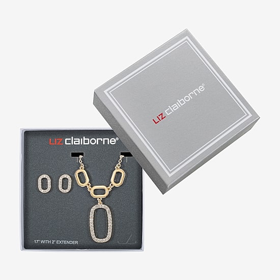 Liz Claiborne Y Necklace And Stud Earring Womens Glass Hypoallergenic 2-pc. Jewelry Set