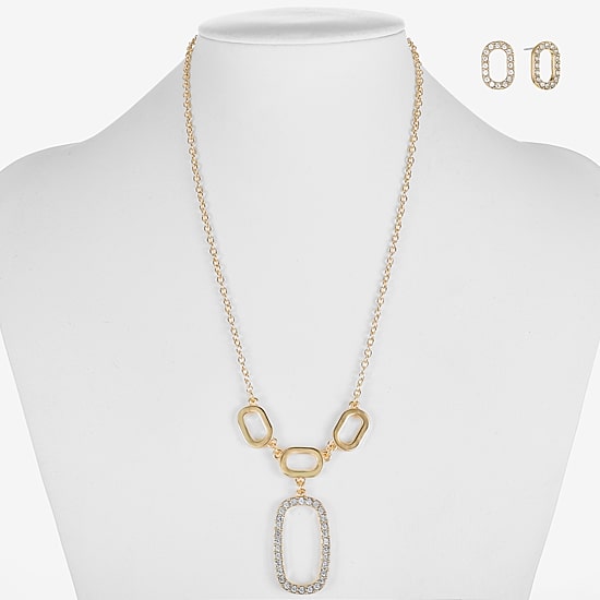 Liz Claiborne Y Necklace And Stud Earring Womens Glass Hypoallergenic 2-pc. Jewelry Set