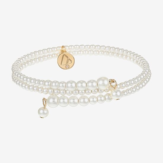 Liz Claiborne Gold Tone Womens White Wrap Bracelet