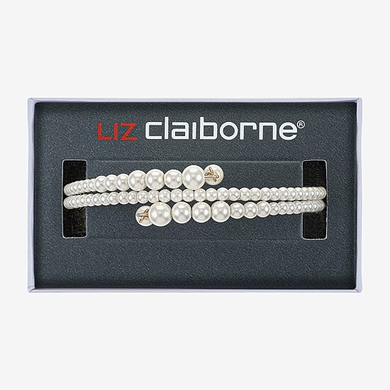 Liz Claiborne Gold Tone Womens White Wrap Bracelet