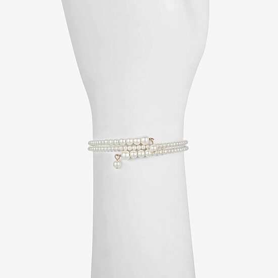 Liz Claiborne Gold Tone Womens White Wrap Bracelet