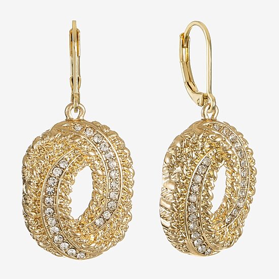 Monet Jewelry Gold Tone Spiral Womens Glass Drop Earrings