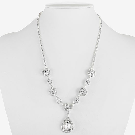 Monet Jewelry Timeless Silver Tone Womens Glass 17 Inch Y Necklace
