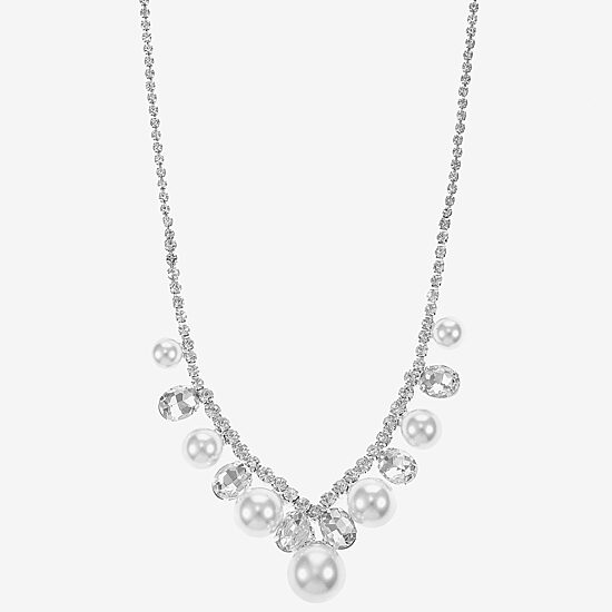 Monet Jewelry Timeless Silver Tone Womens 17 Inch Collar Necklace