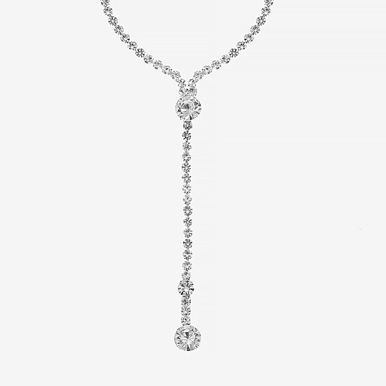 Monet Jewelry Timeless Silver Tone Lariant Necklace And Drop Earring Womens Glass 2-pc. Jewelry Set